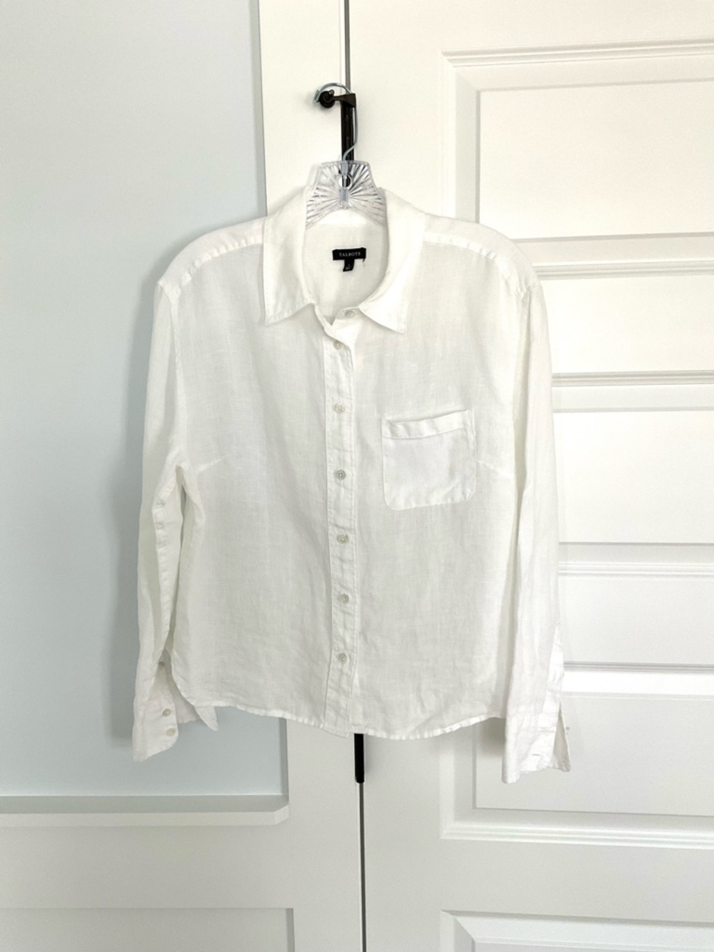 Talbots White Linen Women’s Button-Down Shirt, Size Small